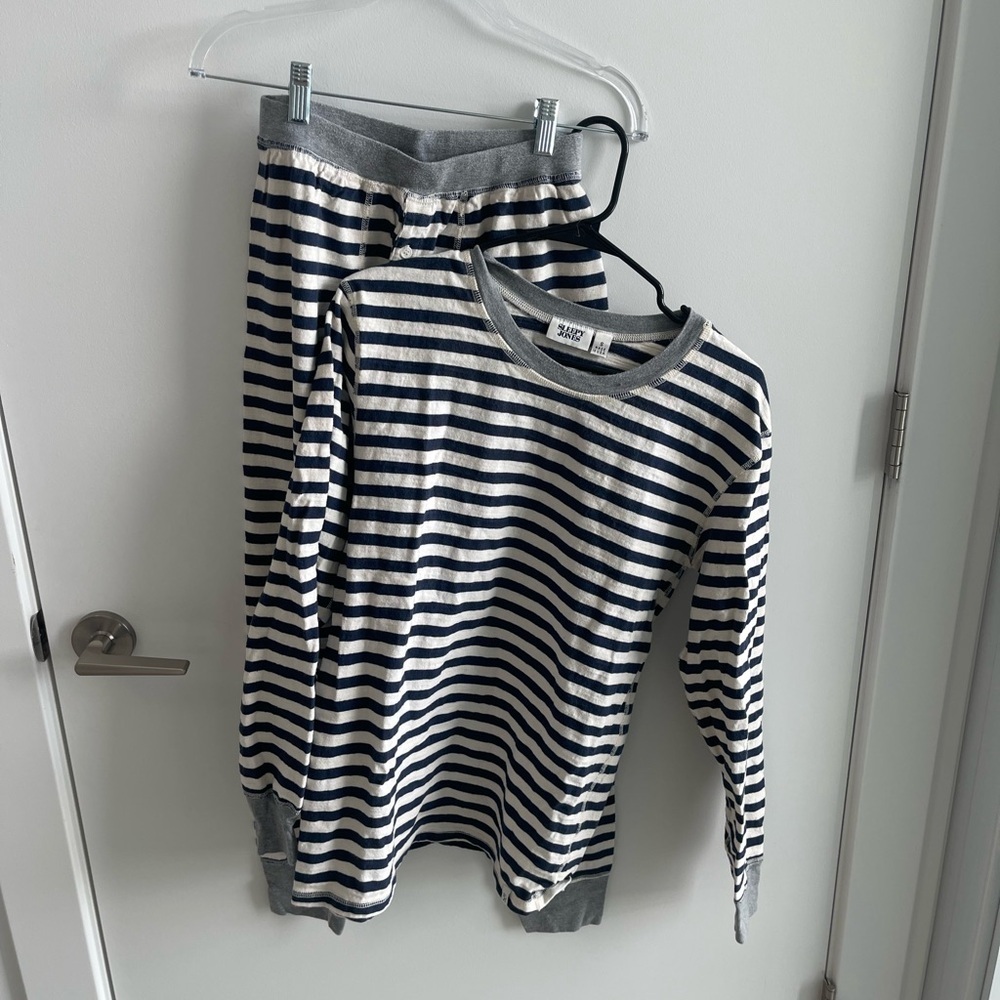 Sleepy Jones Striped Navy and White Pajama Set